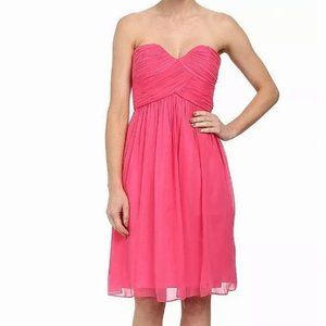 💕 NWT Donna Morgan Pink Silk Strapless Midi Dress